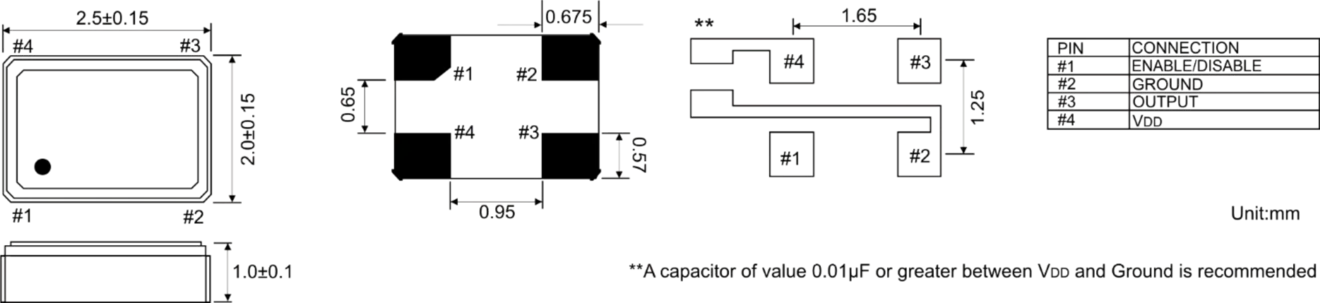 CÉRAMIQUE SPXO OSZILLATOR 2,5 X 2,0 MM