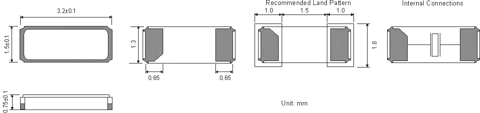 SMD WATCH CRYSTAL 3.2 x 1.5 mm 32.768kHz 