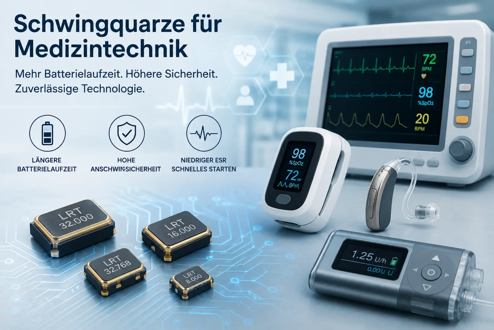 Quartz oscillants pour la technologie médicale